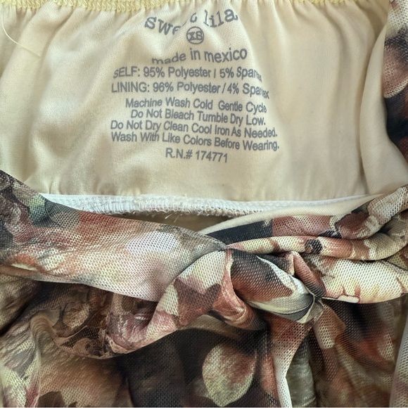 NWT Floral Handkerchief Hem Camisole Tank Top - Blush Taupe Juniors XS - Picture 5 of 7